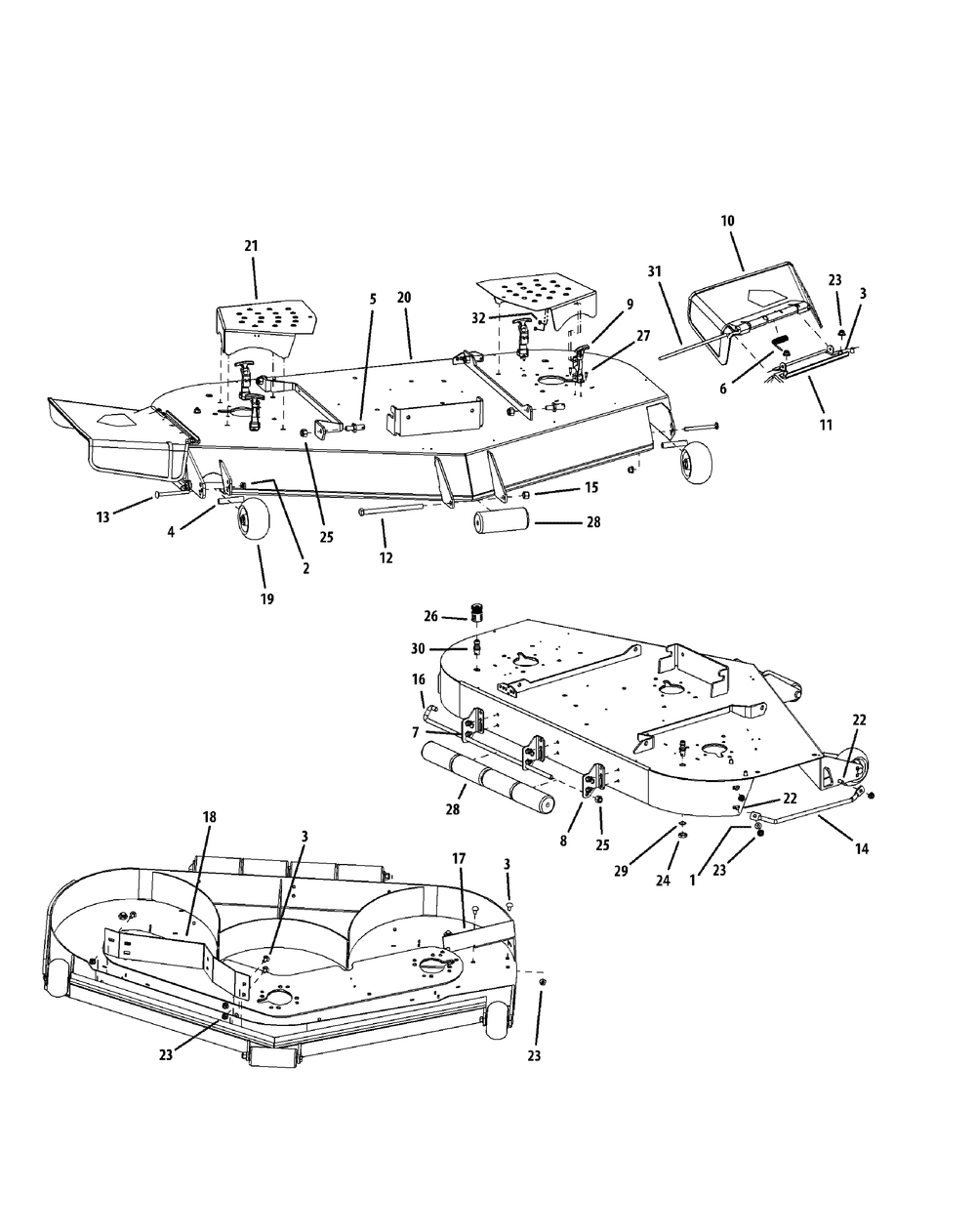 Fabricated Deck Assembly 60-Inch Diagram and Parts List for L60-KH (53AH8CTD050-27HP)(2011) Cub Cadet Lawn Tractor
